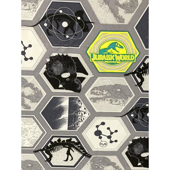Kid Jurassic Park World Dinosaur Twin Flat Bed Sheet T Rex Bone Black Green Grey - Picture 1 of 9